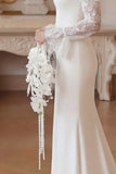 Pearl Hoop Bridal Bouquet with White Orchids