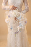 Ivory Pearl Floral Wedding Bouquet with Butterfly Details