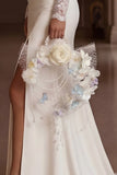 Ivory Pearl Floral Wedding Bouquet with Butterfly Details