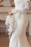 Ivory Pearl Floral Wedding Bouquet with Butterfly Details