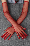 Black Sheer Long Evening Gloves