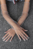 Black Sheer Long Evening Gloves