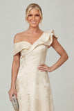 Olive A Line Off the Shoulder Floral Burnout Mother of the Bride Dress