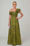 Olive A Line Off the Shoulder Floral Burnout Mother of the Bride Dress