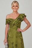 Olive A Line Off the Shoulder Floral Burnout Mother of the Bride Dress