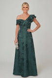 Olive A Line Off the Shoulder Floral Burnout Mother of the Bride Dress