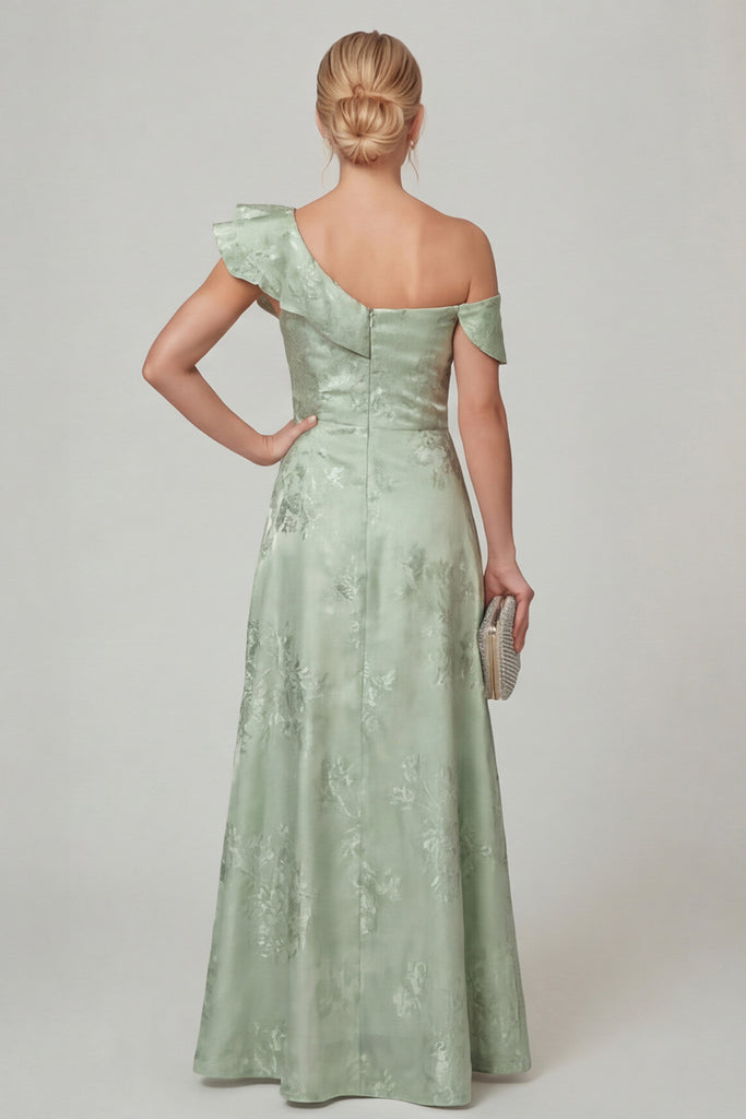 WEDTREND Women Sage Green Off the Shoulder Mother of the Bride Dress