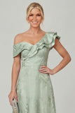 Olive A Line Off the Shoulder Floral Burnout Mother of the Bride Dress