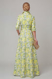 Purple A Line Floral Printed Half Sleeve Mother Of the Bride Dress with Belt