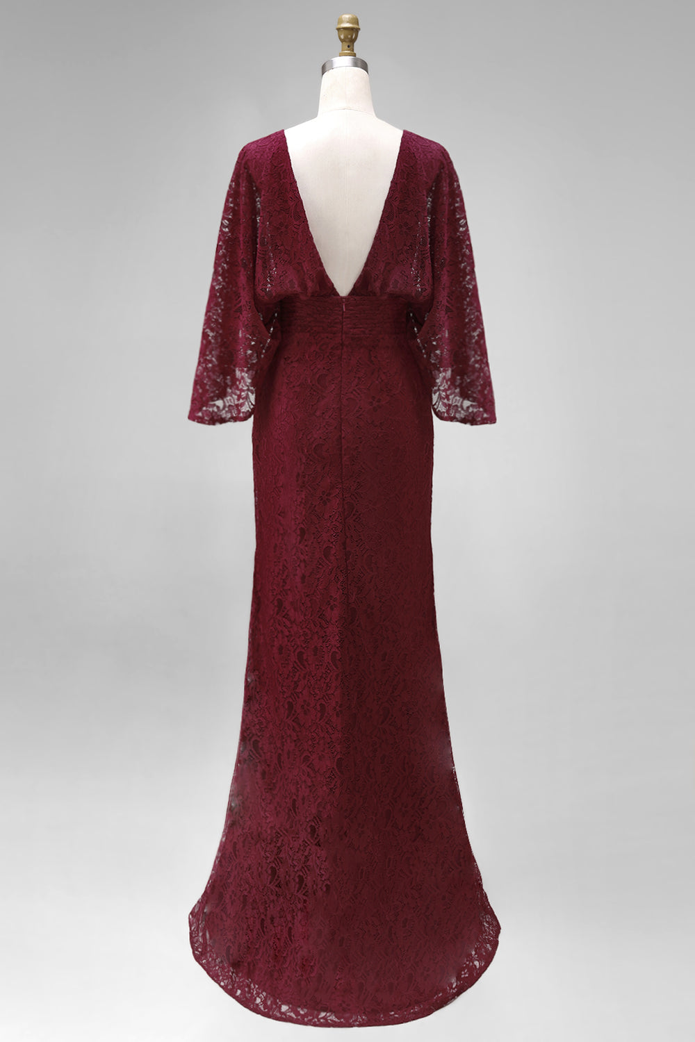 WEDTREND Women Burgundy Lace Mother of the Bride Dress Boat Neck Sheath Maxi Wedding Guest Dress with Cape Sleeves, Burgundy / US16W