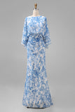 Sage Green Jacquard Sheath Maxi Mother of the Bride Dress with Cape Sleeves