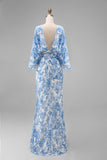 Sage Green Jacquard Sheath Maxi Mother of the Bride Dress with Cape Sleeves