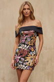 Black Off the Shoulder Bodycon Sequin Cocktail Dress
