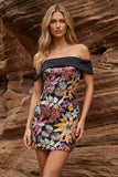 Black Off the Shoulder Bodycon Sequin Cocktail Dress