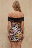 Black Off the Shoulder Bodycon Sequin Cocktail Dress
