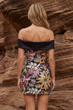 Black Off the Shoulder Bodycon Sequin Cocktail Dress