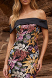 Black Off the Shoulder Bodycon Sequin Cocktail Dress