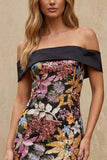 Black Off the Shoulder Bodycon Sequin Cocktail Dress