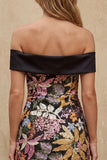 Black Off the Shoulder Bodycon Sequin Cocktail Dress