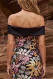 Black Off the Shoulder Bodycon Sequin Cocktail Dress