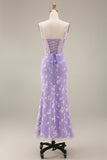 Floral Pink Ruched Mermaid Corset Wedding Guest Dress