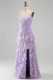 Blue Floral A Line Ruffled Maxi Wedding Guest Dress