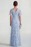 Floral Mermaid Ruched Short Sleeve Apricot Wedding Guest Dress