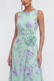 Blue Floral Ruffled Wedding Guest Dress with 3D Flowers