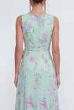 Blue Floral Ruffled Wedding Guest Dress with 3D Flowers