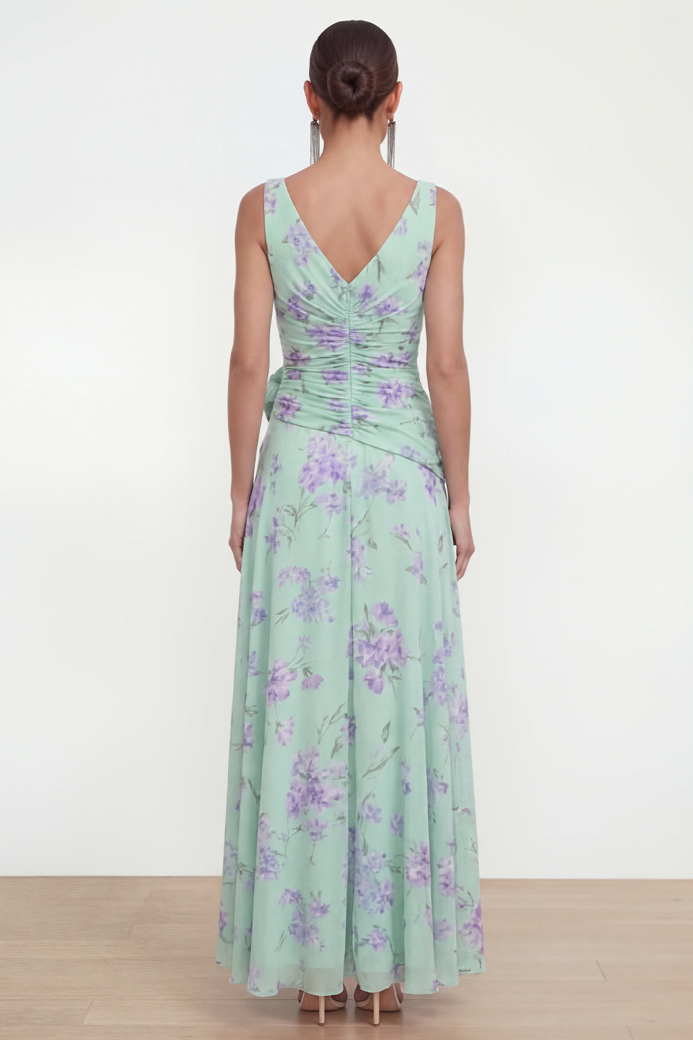 Wedtrend Women Green Wedding Guest Dress with 3D Flowers V Neck Ruched A Line Ruffled Maxi Party Dress with Slit WEDTREND Wedtrend Women Green Wedding Guest Dress with 3D Flowers V Neck Ruched A Line Ruffled Maxi Party Dress with Slit WEDTREND