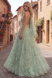 Halter Dusty Sage A Line Backless Maxi Prom Dress