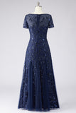 Dark Green A Line Sequin Maxi Mother of the Bride Dress