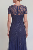 Dark Green A Line Sequin Maxi Mother of the Bride Dress