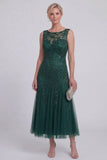 Sparkly Navy A Line Midi Mother of the Bride Dress