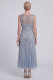 Sparkly Navy A Line Midi Mother of the Bride Dress