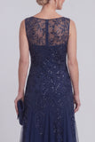 Sparkly Navy A Line Midi Mother of the Bride Dress