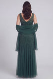 Grey Blue Appliqued A Line Mother of the Bride Dress