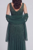 Grey Blue Appliqued A Line Mother of the Bride Dress