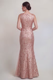 Blush Jacquard Mermaid Mother of the Bride Dress