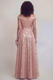 Elegant Jacquard A Line Navy Mother of the Bride Dress