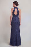Halter Jacquard Mermaid Sage Green Mother of the Bride Dress