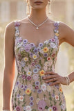 Floral Apricot Appliqued Sheath Spring Wedding Guest Dress