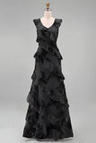 Hot Pink Floral Sheath Ruffled Long Bridesmaid Dress