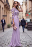 One Shoulder Mermaid Lilac Floral Long Mother of the Bride Dress