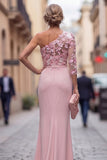 One Shoulder Mermaid Lilac Floral Long Mother of the Bride Dress