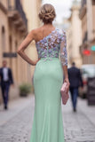 One Shoulder Mermaid Lilac Floral Long Mother of the Bride Dress