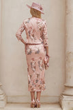 Floral Dusty Rose 2 Piece Mother of the Bride Dress with Jacket