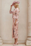 Floral Dusty Rose 2 Piece Mother of the Bride Dress with Jacket