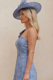 Dusty Blue Floral One Shoulder A Line High-Low Mother of the Bride Dress