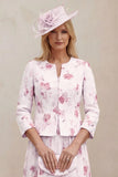 Dusty Rose Floral A Line 2 Piece Mother of the Bride Dress with Jacket